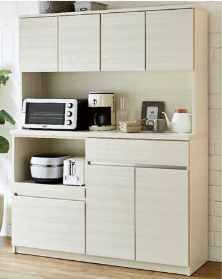 2/22限定 ポイント10倍】食器棚 140 大川家具 レンジ台 国産 キッチン