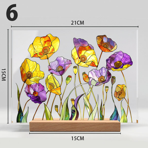 アクリルスタンド アクリルプレート ステンドグラス風 北欧風 花柄