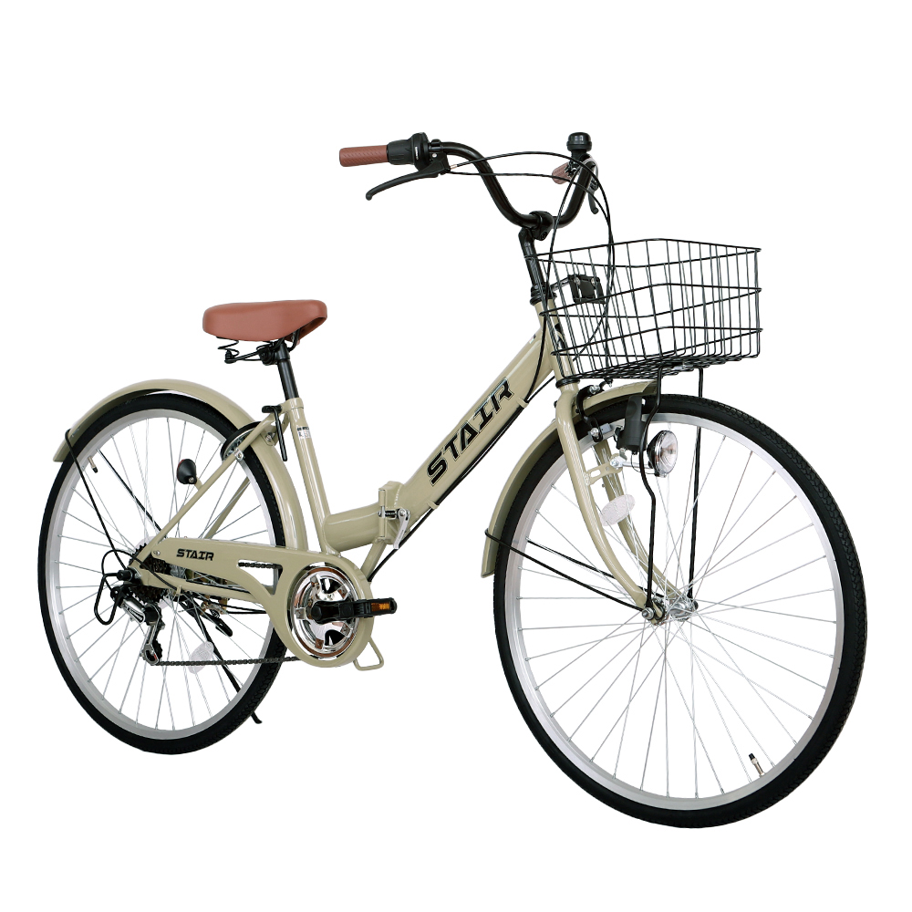 折りたたみシティサイクル 折りたたみ自転車 シマノ製6段変速 26インチ