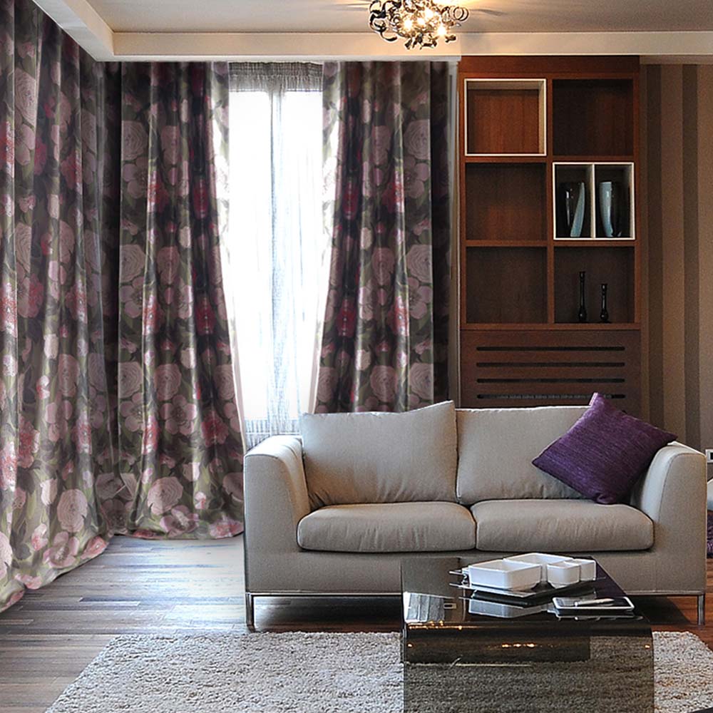 アンティーク】川島織物オーダーカーテン幅128高198 2枚 タッセル付き