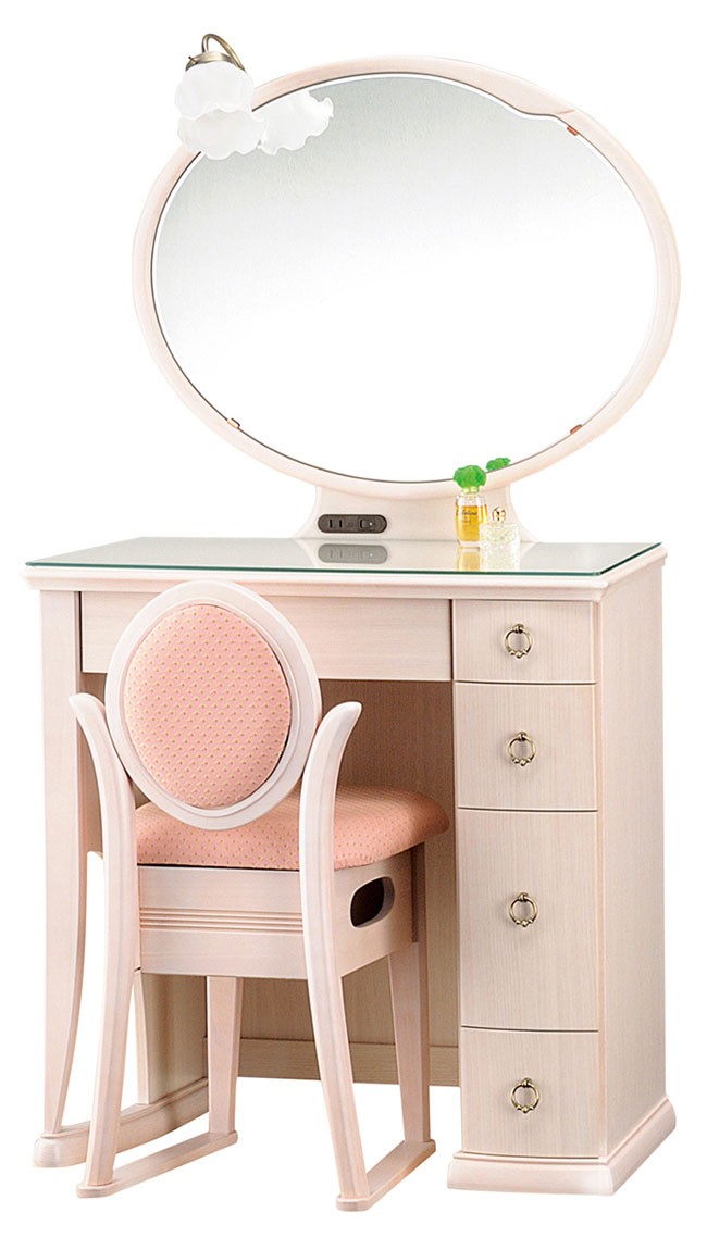 PLUS ONE ドレッサー 一面鏡 鏡台 デスク テーブル アンティーク 白