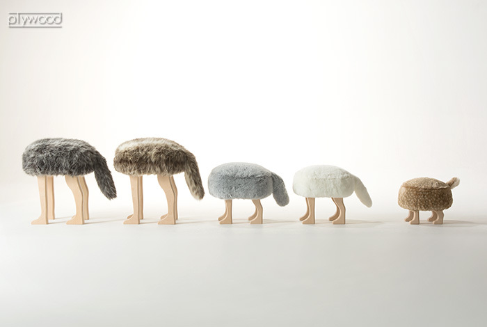 匠工芸 アニマル スツール L [ウルフグレーミックス / コヨーテ