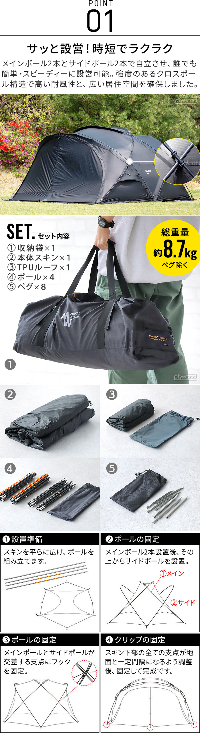 ミニマルワークス シェルターGE / GHE 専用 メッシュ ドア MINIMAL