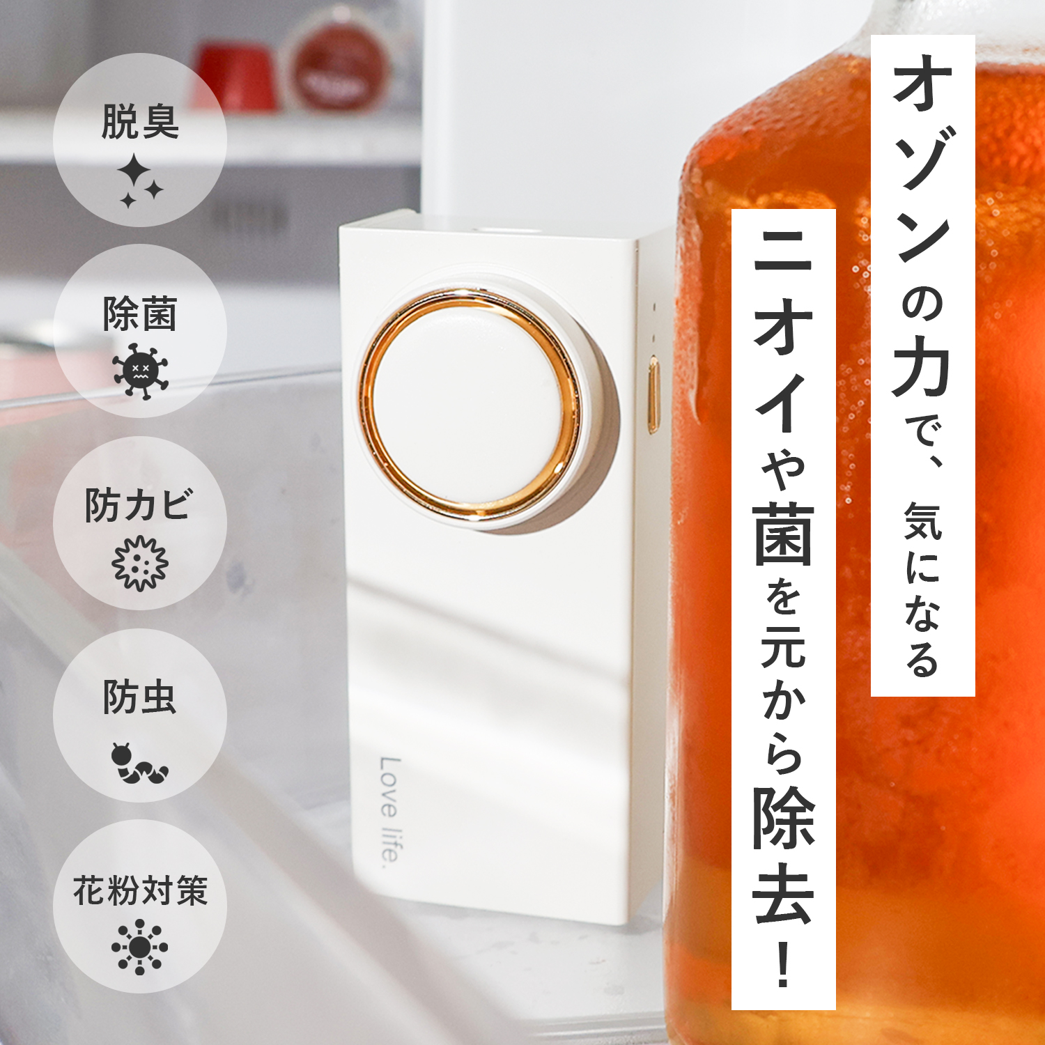 ミニ空気清浄機 オゾン発生器 脱臭 脱臭機 除菌 充電式 オゾン脱臭機