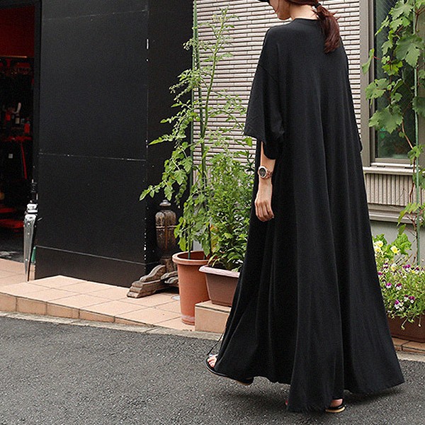 uricca（ウリッカ） ワンピース レディース 春 夏 半袖 7分袖 夏 黒