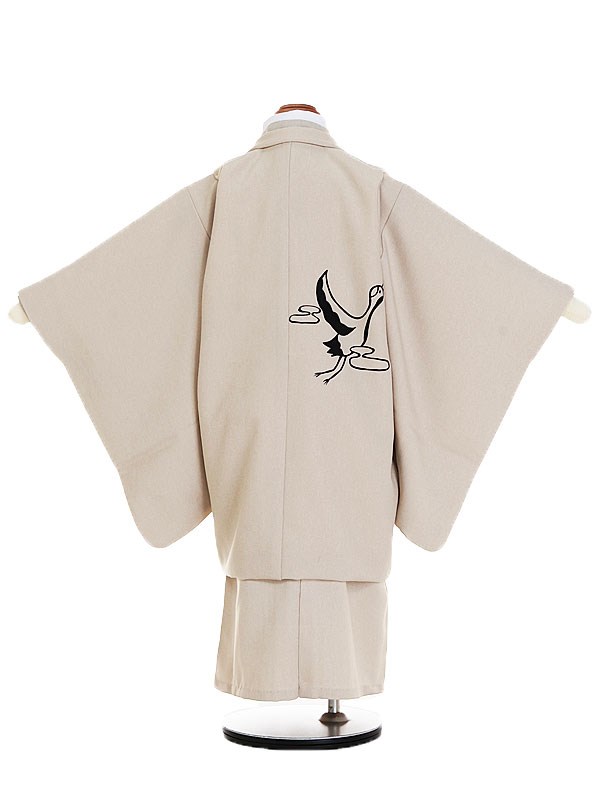 七五三 男の子 着物 5歳 レンタル ナチュラル サビヌキ ベージュ 鶴 亀