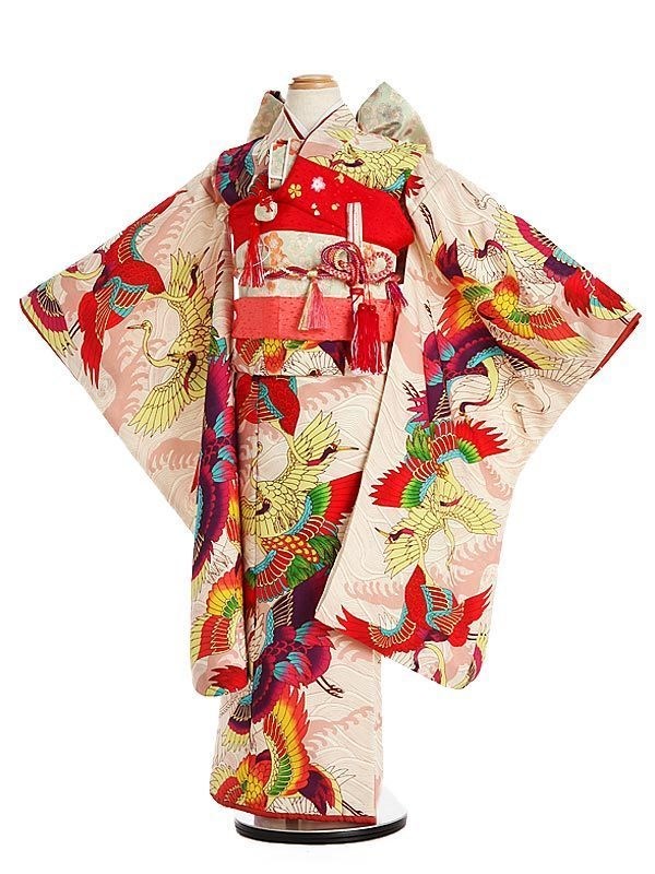 七五三 レンタル 7歳 着物 女の子 モダン レトロ いちは 赤