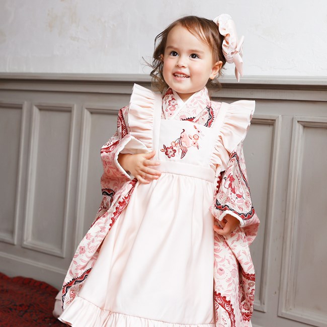 七五三 着物 3歳 レトロ 753 こども 赤 レンタル 女の子 モダン 大正