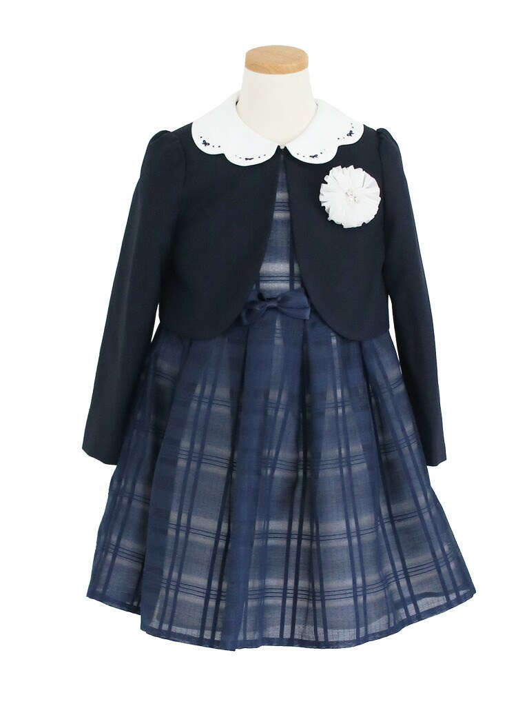 卒園式 紺ワンピース ELLE チュールアンサンブルセット 靴セット エル