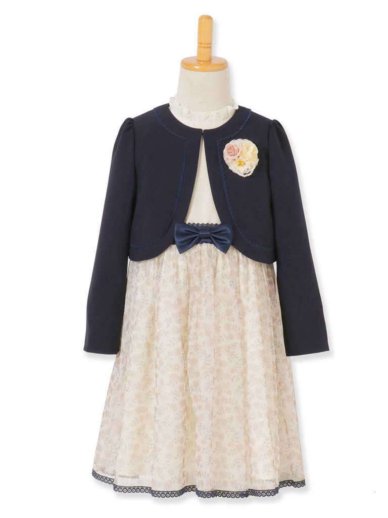 入学式 エル 卒園式 花柄チュールネイビーアンサンブル 七五三 結婚式