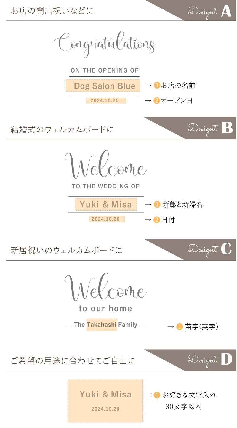 開店祝いや結婚式でのウェルカムボードにリース付きボード【選べる文字