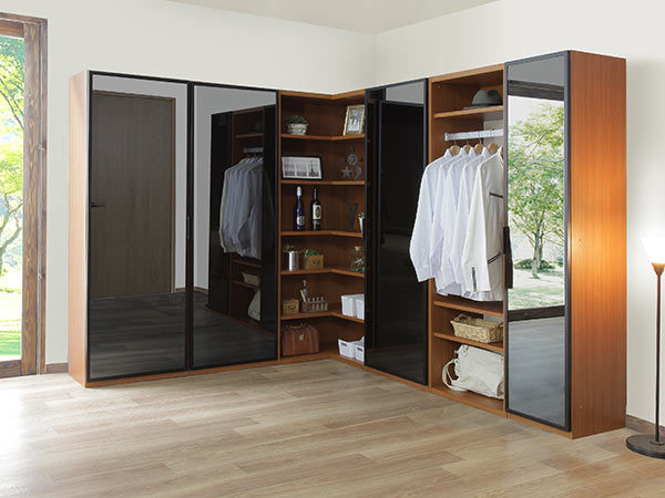 ワードローブ クローゼット 幅60 収納 ハーフミラーガラス 姿見