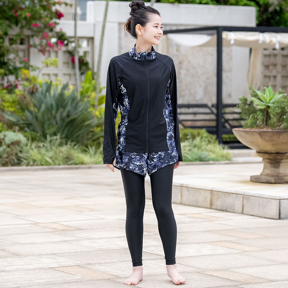 ラッシュガードセット 上下 レディース スタンドカラー セットアップ