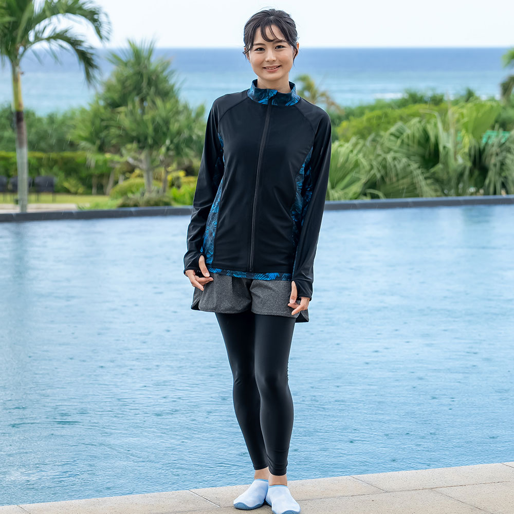 ラッシュガードセット 上下 レディース スタンドカラー セットアップ