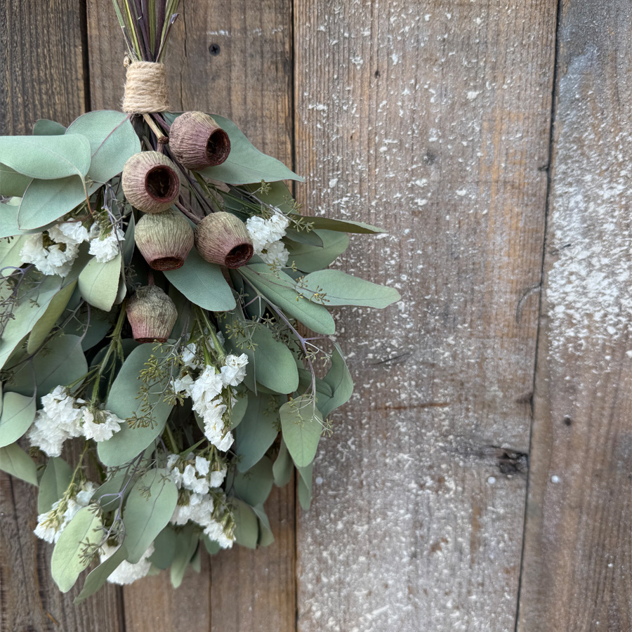 季節のドライフラワー スワッグ ポポラスベリーとスターチス <7〜9月再