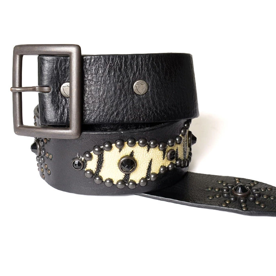 HTC エイチティーシー メンズ スタッズ ベルト レザー MADE IN ITALY