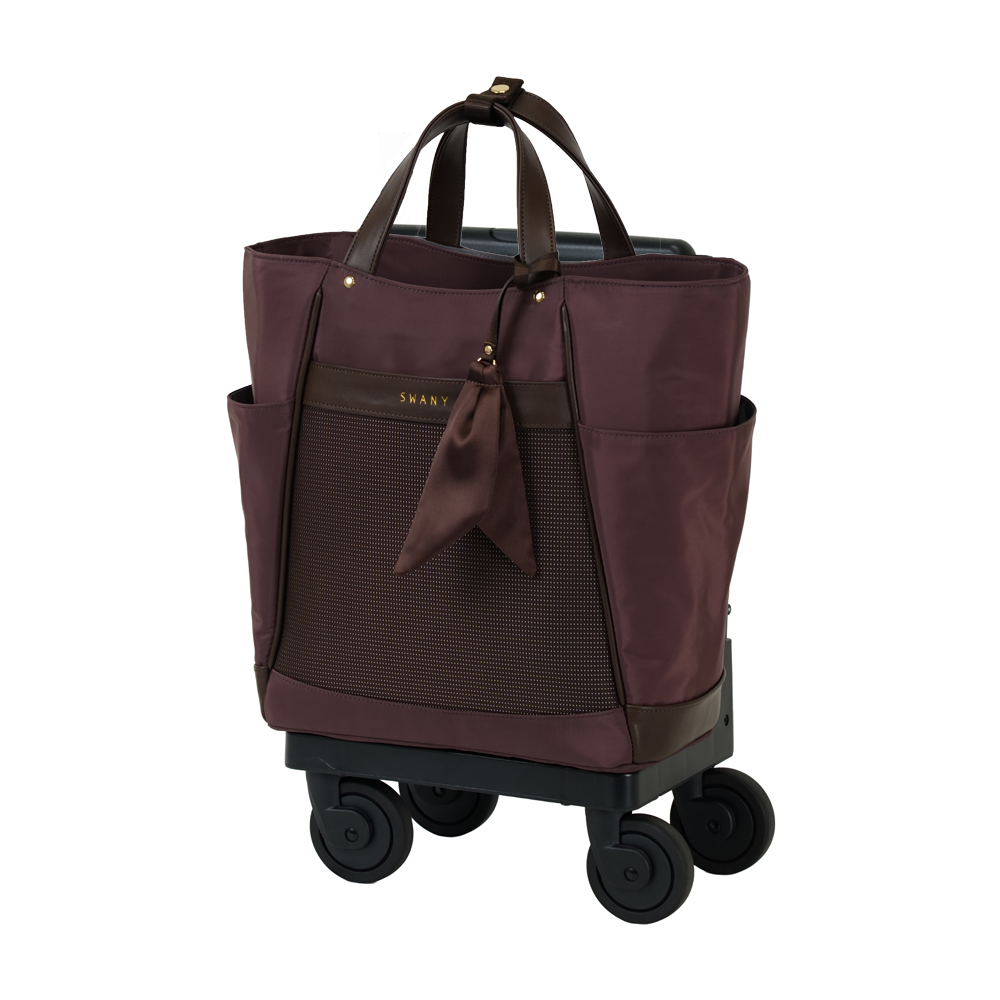 SUWANY】スワニー 帆布キャリーバック ストッパー機能 四輪 ブラック