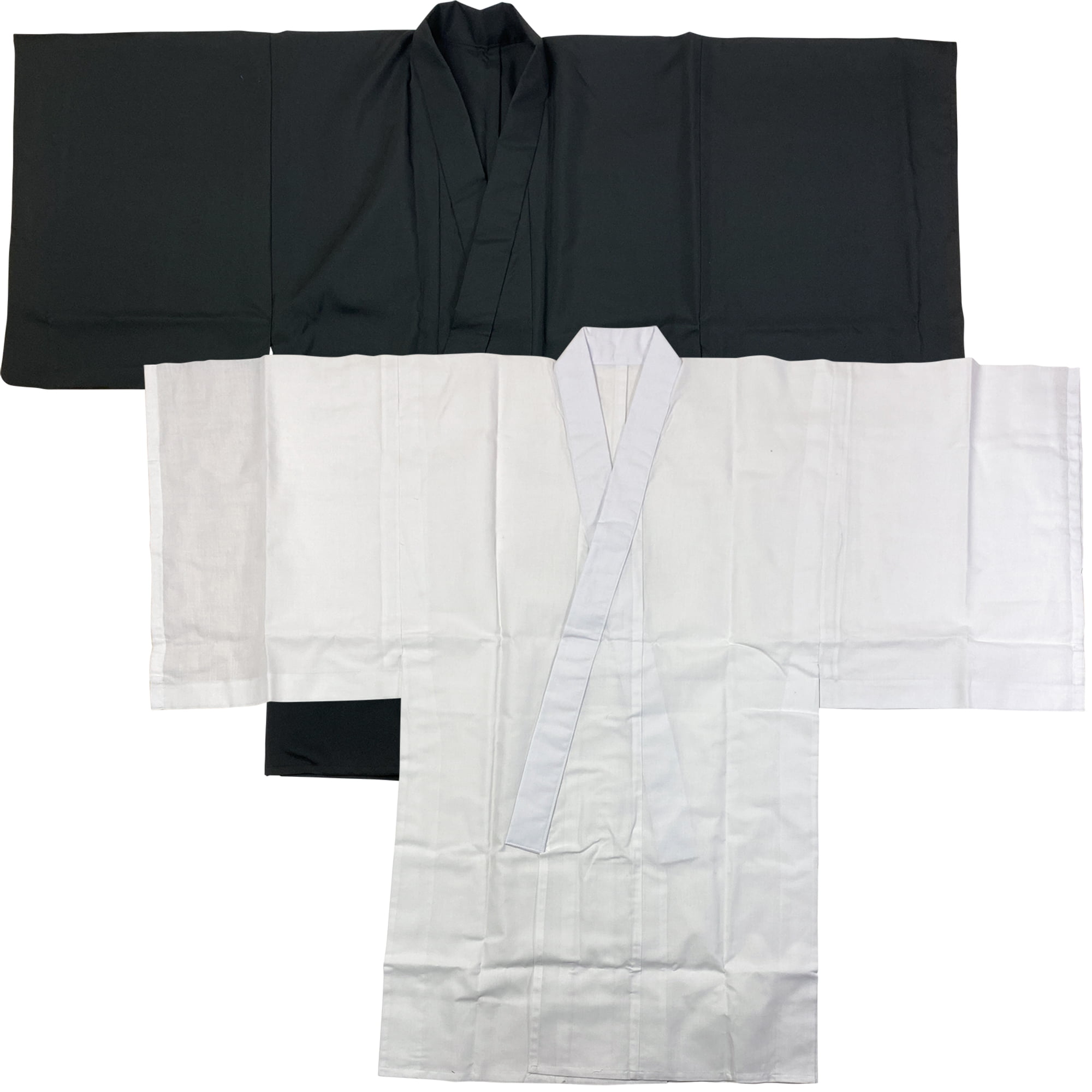 弓道着 着物セット 男性用 着物 上衣 上着 襦袢 セット 黒 白 日本製