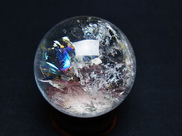 虹入り ヒマラヤ水晶 丸玉 32mm [t91-9271]