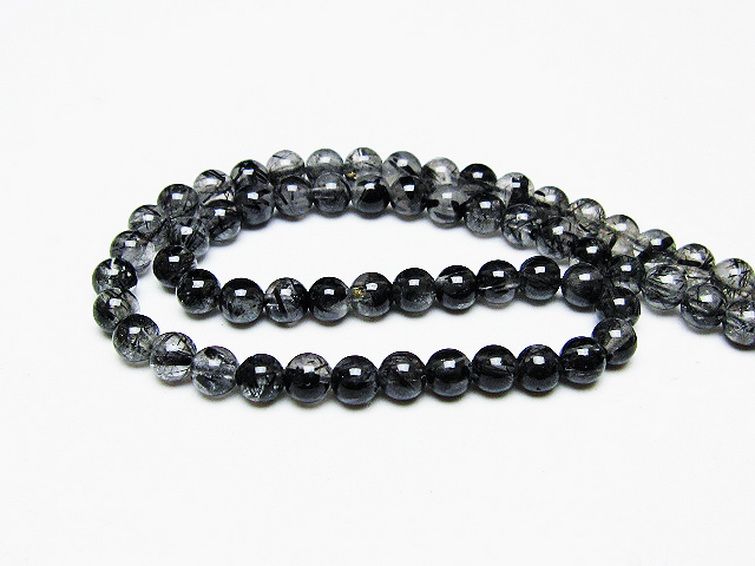 ブラックルチルクォーツ ネックレス 5mm [t354-6117]