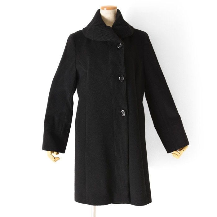 カシミヤ コート ステンカラーコート レディース セーブル 黒 ブラック