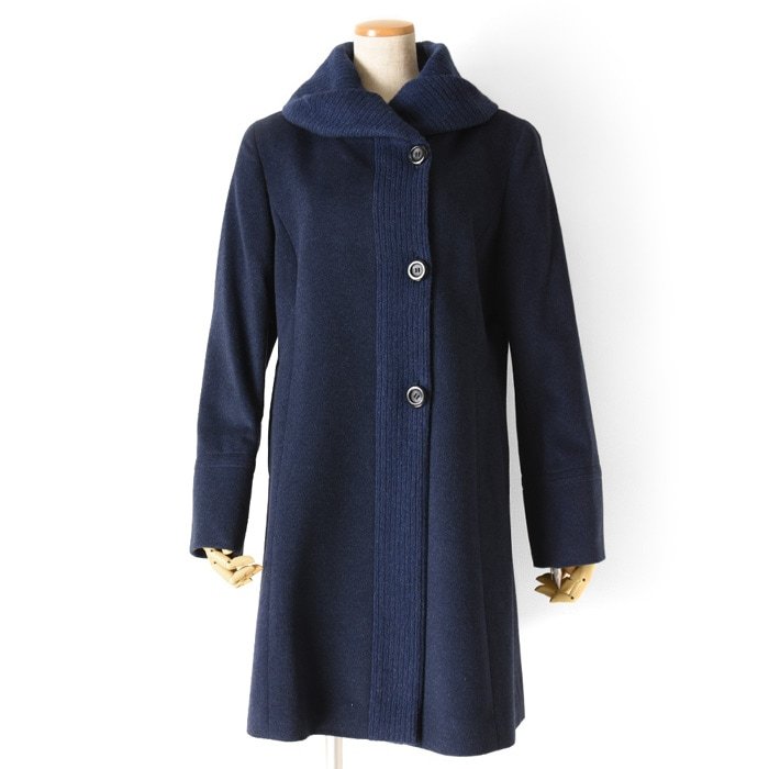 カシミヤ コート ステンカラーコート レディース セーブル 黒 ブラック