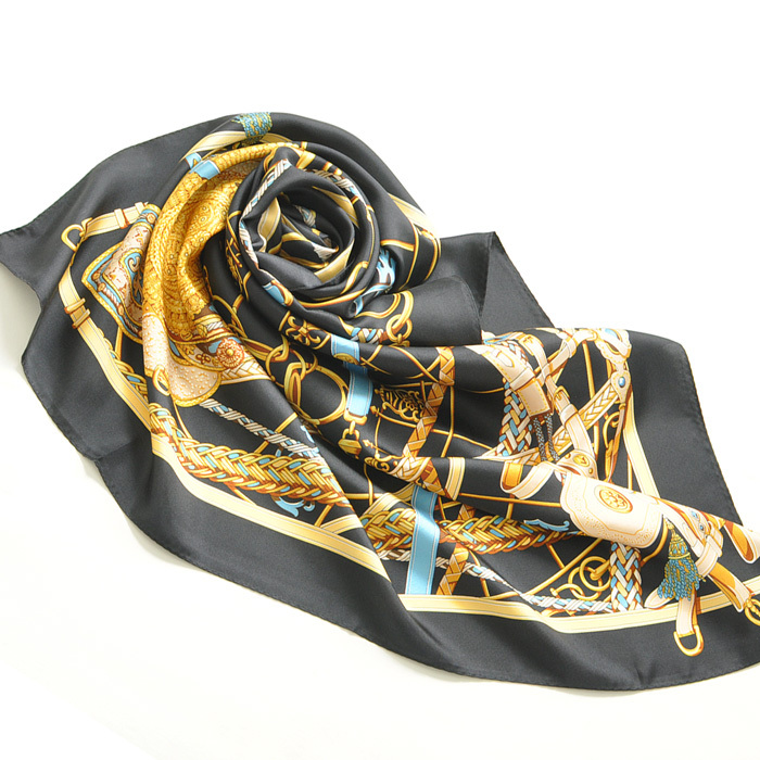 シルク スカーフ 日本製 大判 正方形 90 おしゃれ エルメス 馬具 柄