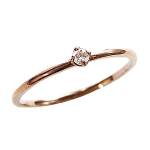 ピンキーリング 一粒ダイヤ ダイヤモンドリング 0.03ct ピンクゴールド