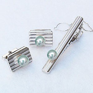 ネクタイピン タイバー カフス タイピン ホワイトゴールド 真珠 パール