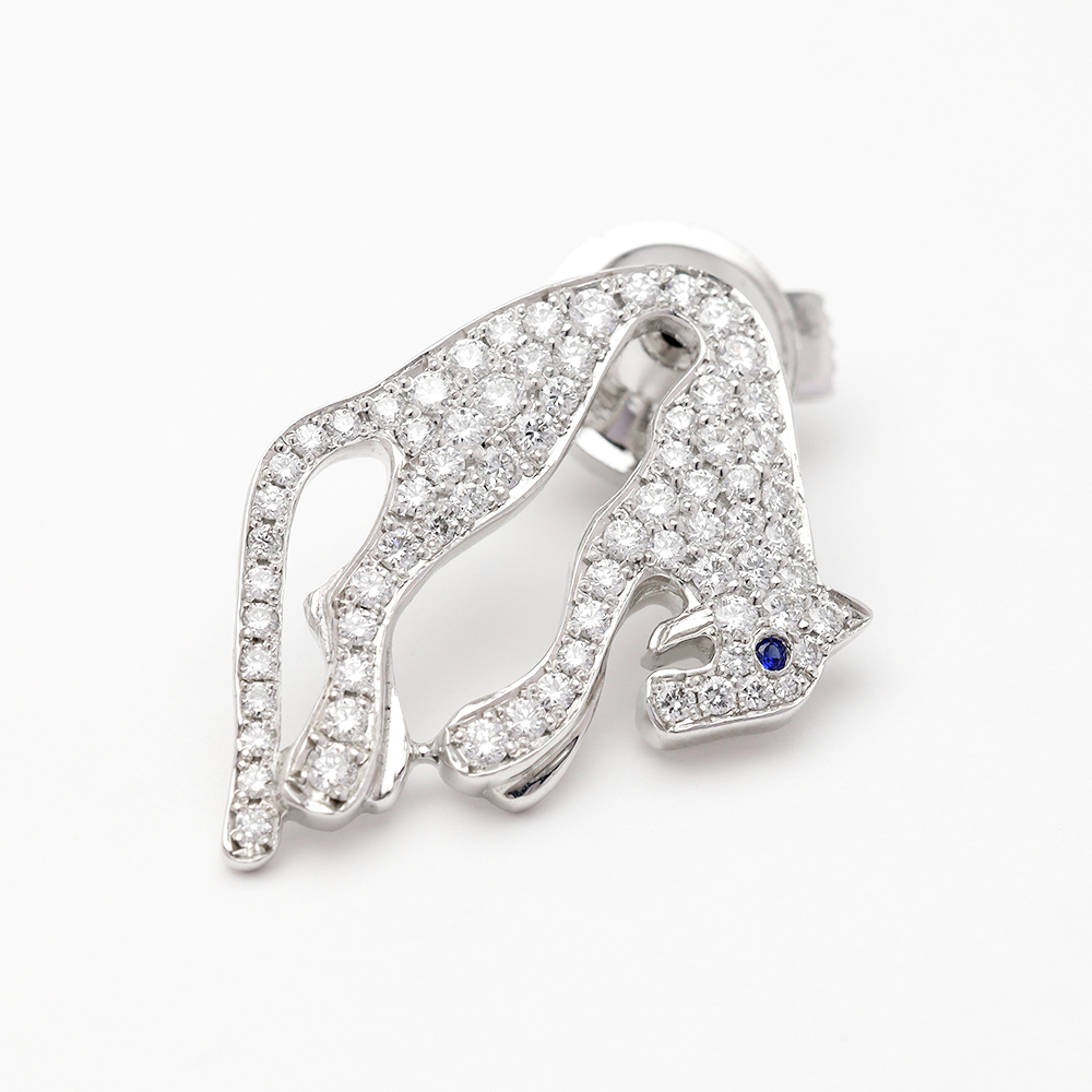 ヒョウ パンサー ラペルピン ピンブローチ ダイヤモンド 0.69ct