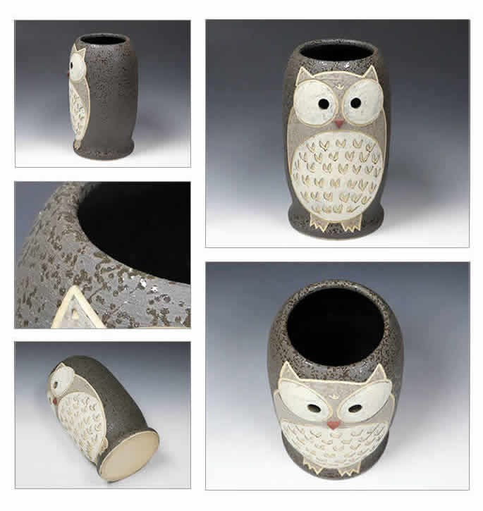 傘立て 陶器 信楽焼 おしゃれ ふくろう スリム フクロウ 傘入れ モダン