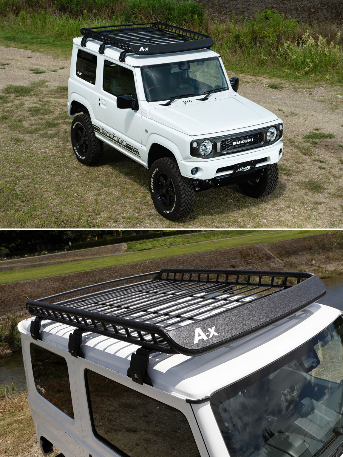 Aーx ショウワガレージ ルーフラック フット付 Lサイズワイド A-x