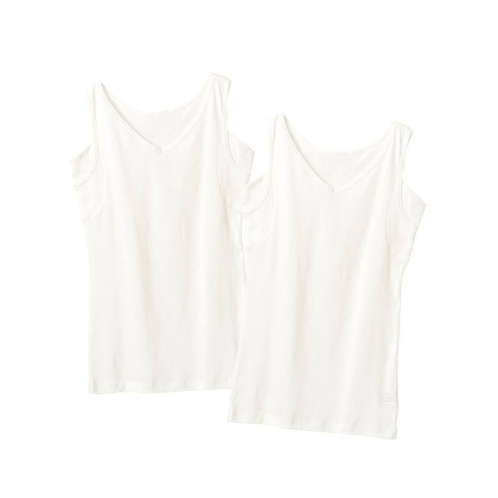 白鷺ニット 2枚セット 送料無料 綿100％ タンクトップ 脇汗 大汗取り
