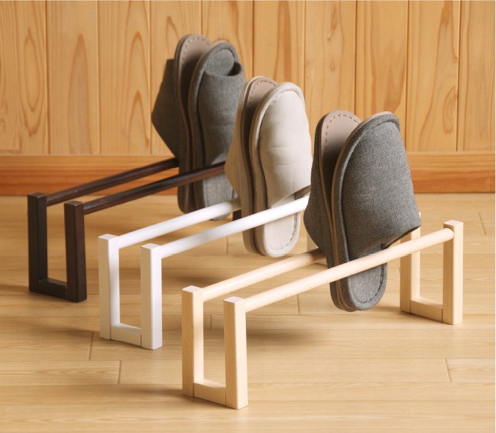 石崎家具 日本製 「木製スリッパラック【2段】」 スリッパ立て