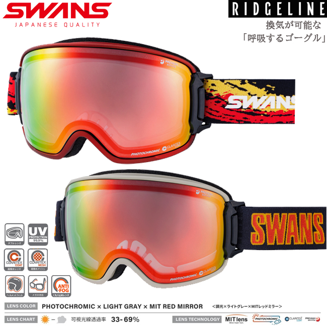 スノーゴーグル スワンズ SWANS RIDGELINE 調光レンズ MITミラー