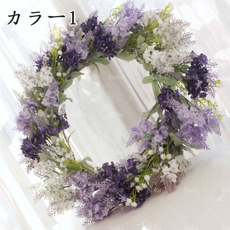 造花 インテリア ラベンダー ドア飾り 壁掛け 玄関飾り 部屋飾り 母の