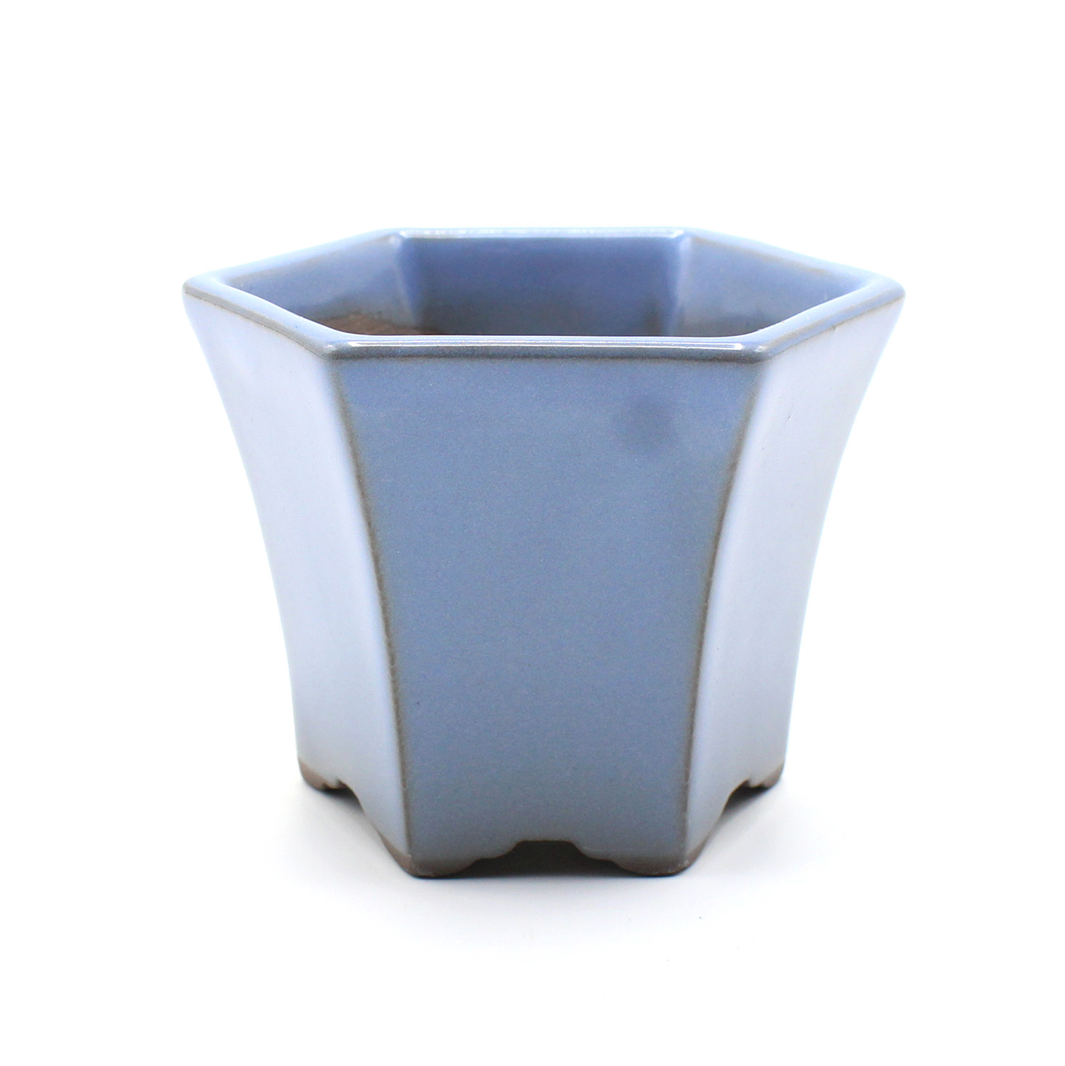 盆栽鉢 2号クラス ミニ 六角反鉢 懸崖 小鉢 瀬戸焼 2.5号 深型 陶器 約