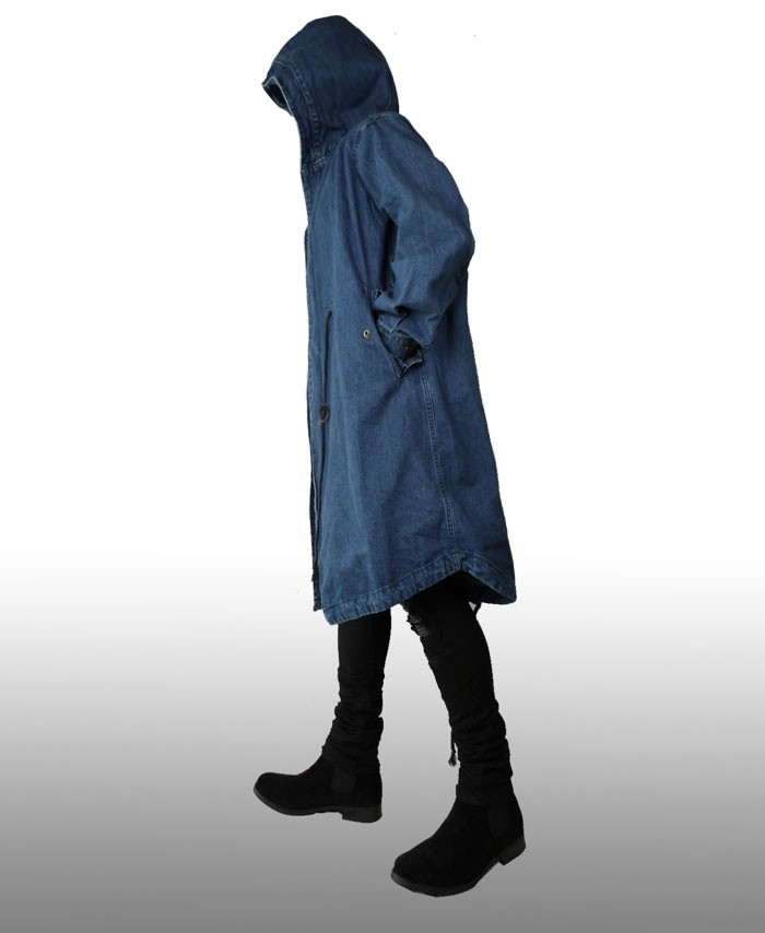 インディゴ デニム モッズコート メンズコート ロングコート