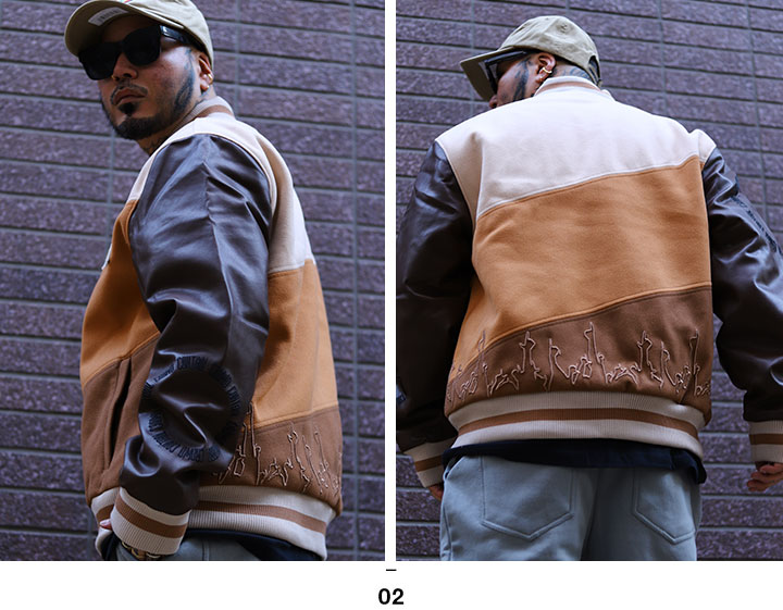 LIVE MECHANICS アウター 長袖 スタジャン ブルゾン 大きいサイズ