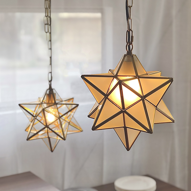 ペンダントライト 星型 ゴールド 1灯 E26 間接照明 ガラスシェード