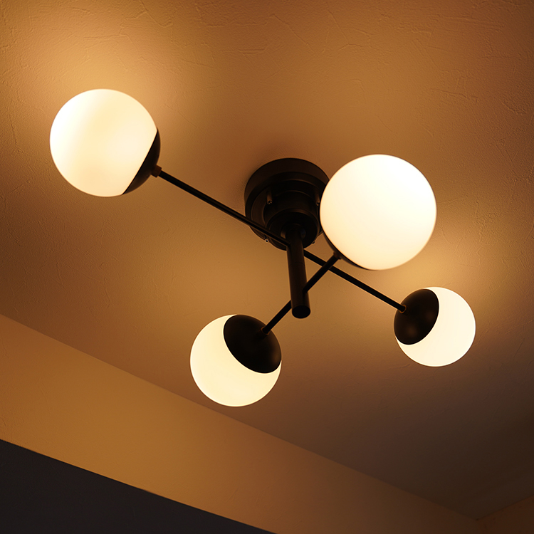 シーリングライト 4灯 ガラスシェード 天井照明 おしゃれ LED モダン