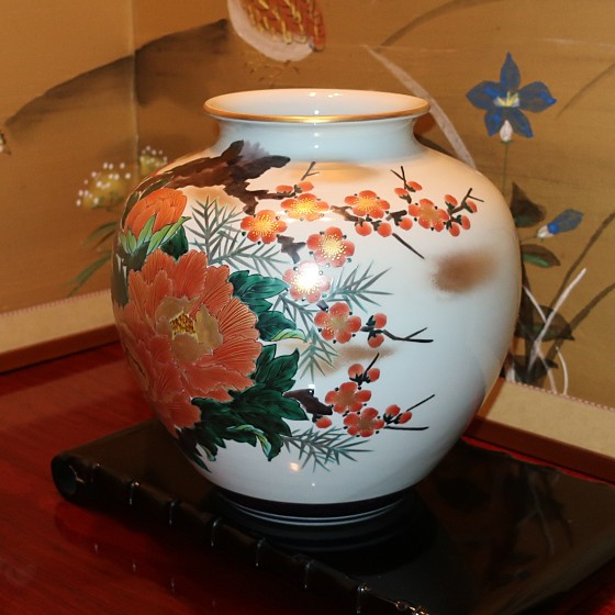 九谷焼 【在庫一掃セール】花瓶 陶器 本金牡丹梅 : ZAZU&CO. - 通販