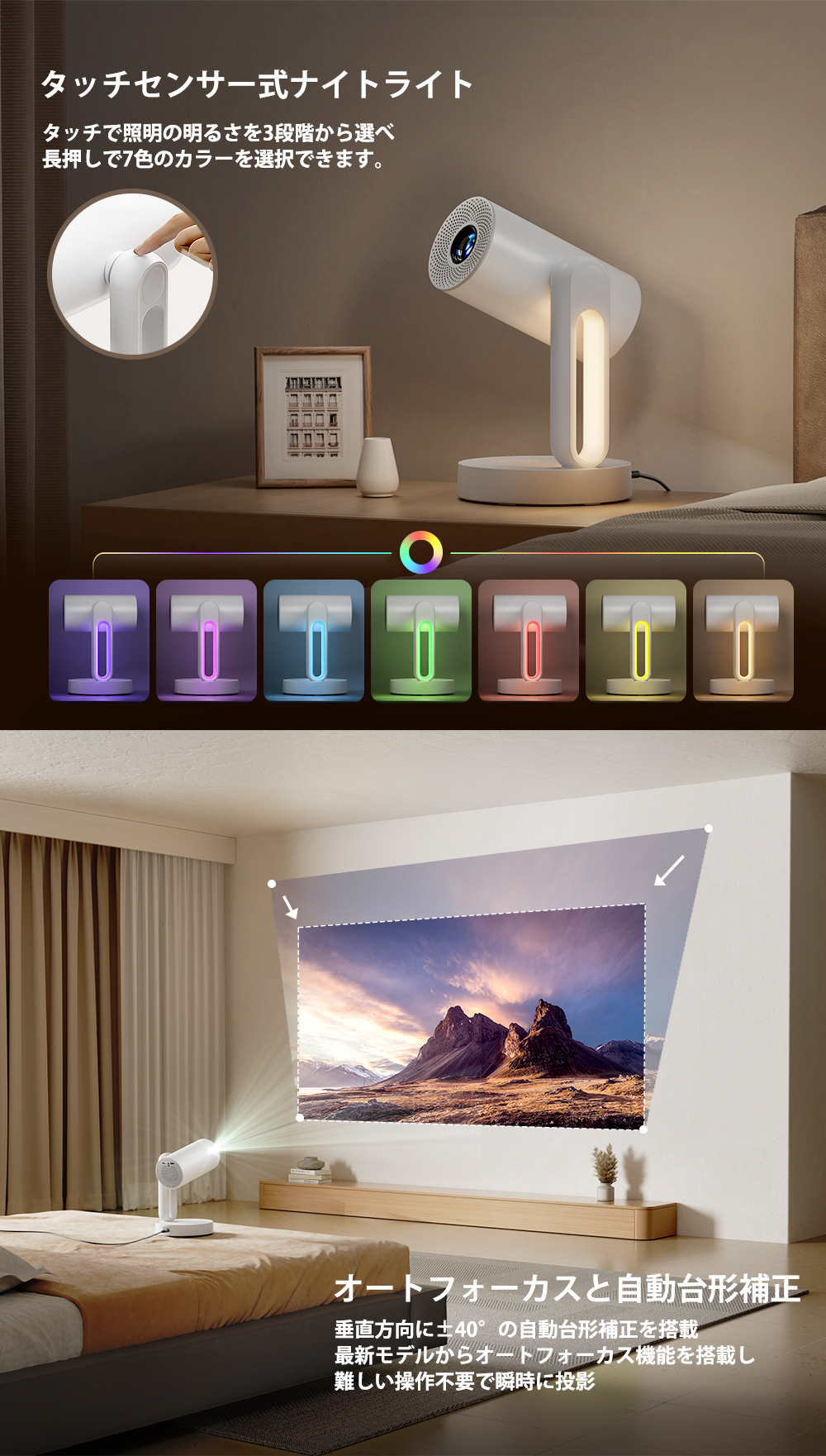 ETOE Starfish Pro ベッドサイドプロジェクター AndroidTV搭載 300ANSI