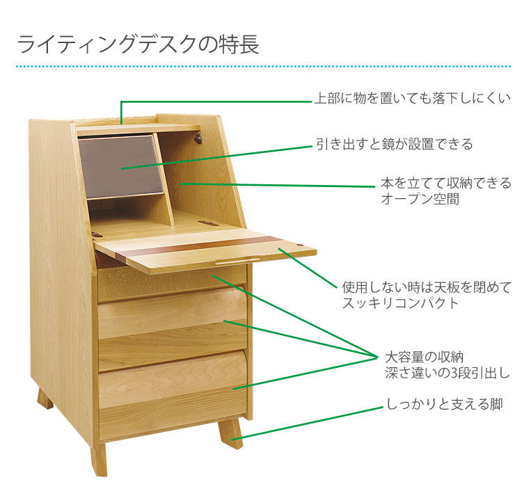 大雪木工（Taisetsu Mokko） ライティングデスク 幅60 奥行44 高さ112