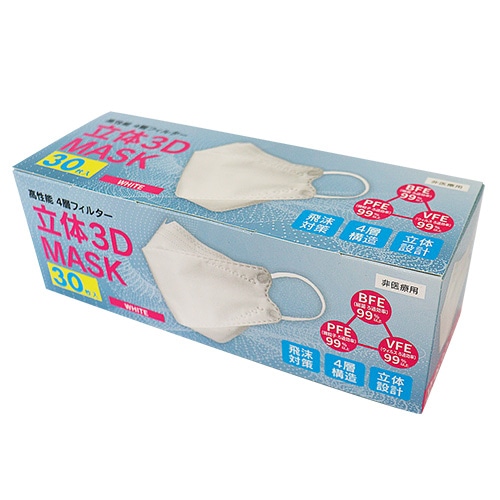 ㈱三和 立体3Dマスク MK-KF94WH ホワイト 30枚/箱（ご注文単位60箱