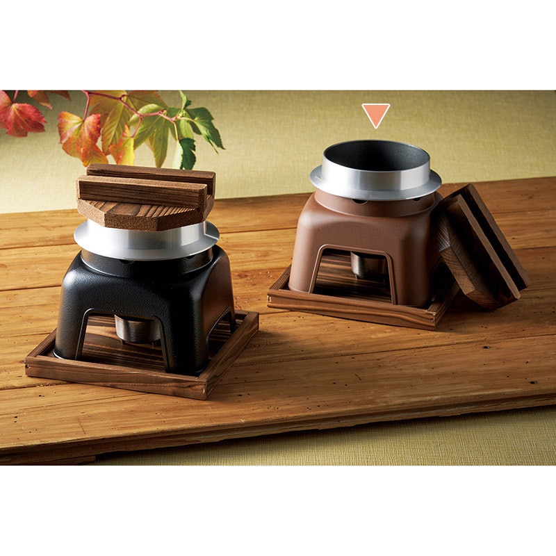 マイン お釜かまどセット 木製蓋・敷板付 中 素焼き茶 M10-297 1セット