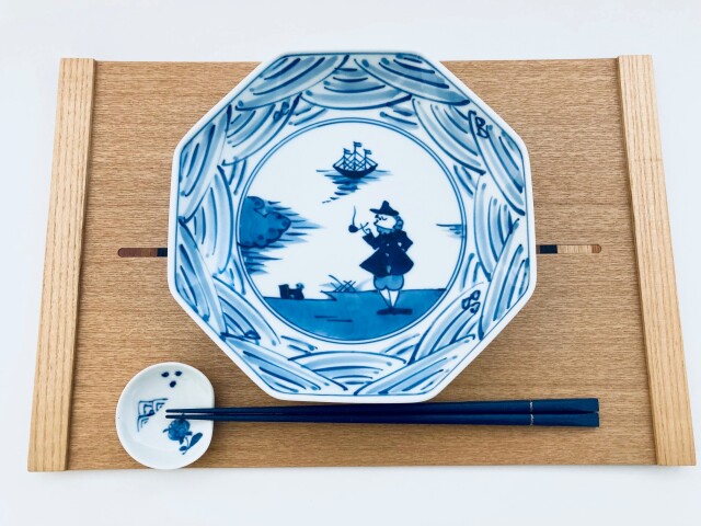 長崎紋 正八角6寸皿 しん窯青花