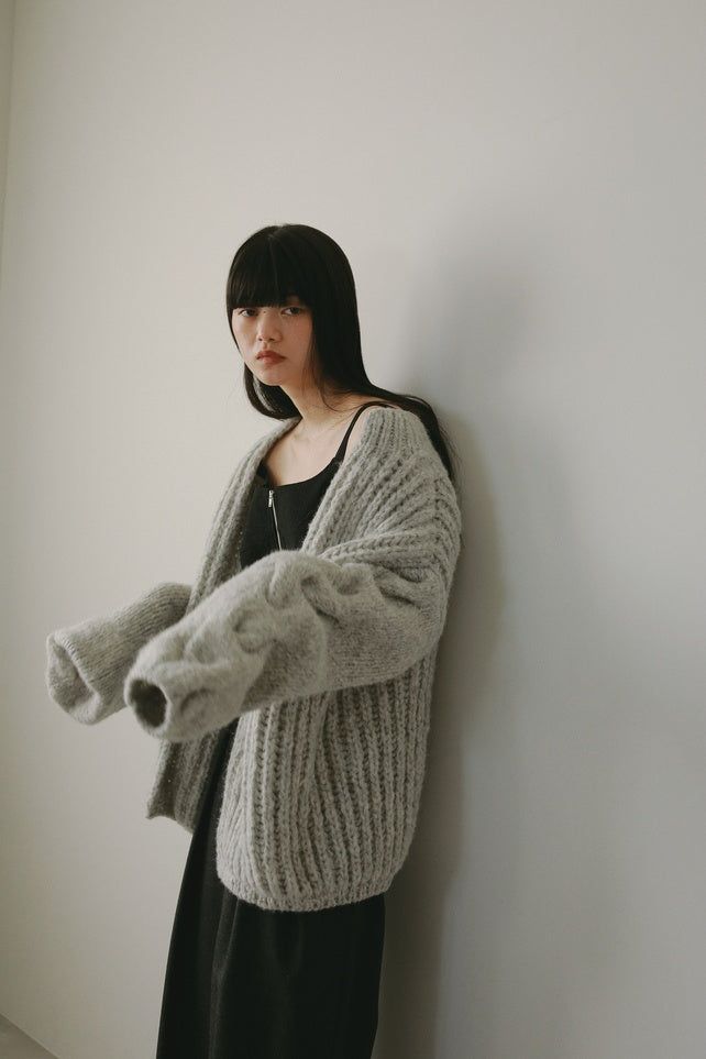 CASA FLINE - アルパカハンドニットカーディガン (グレー) | Sir