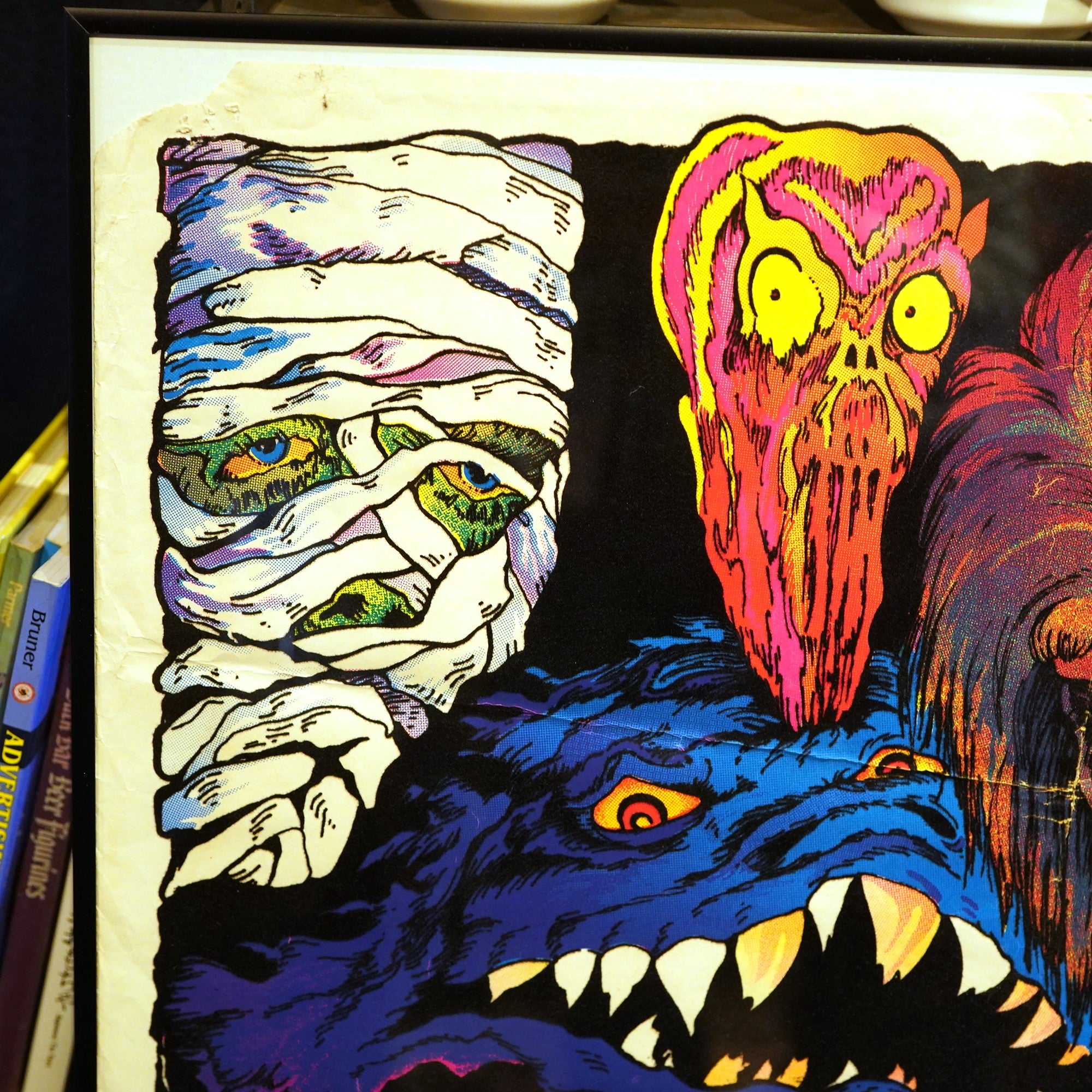 90s ヴィンテージ ブラックライトポスター スカル グロウ 90s