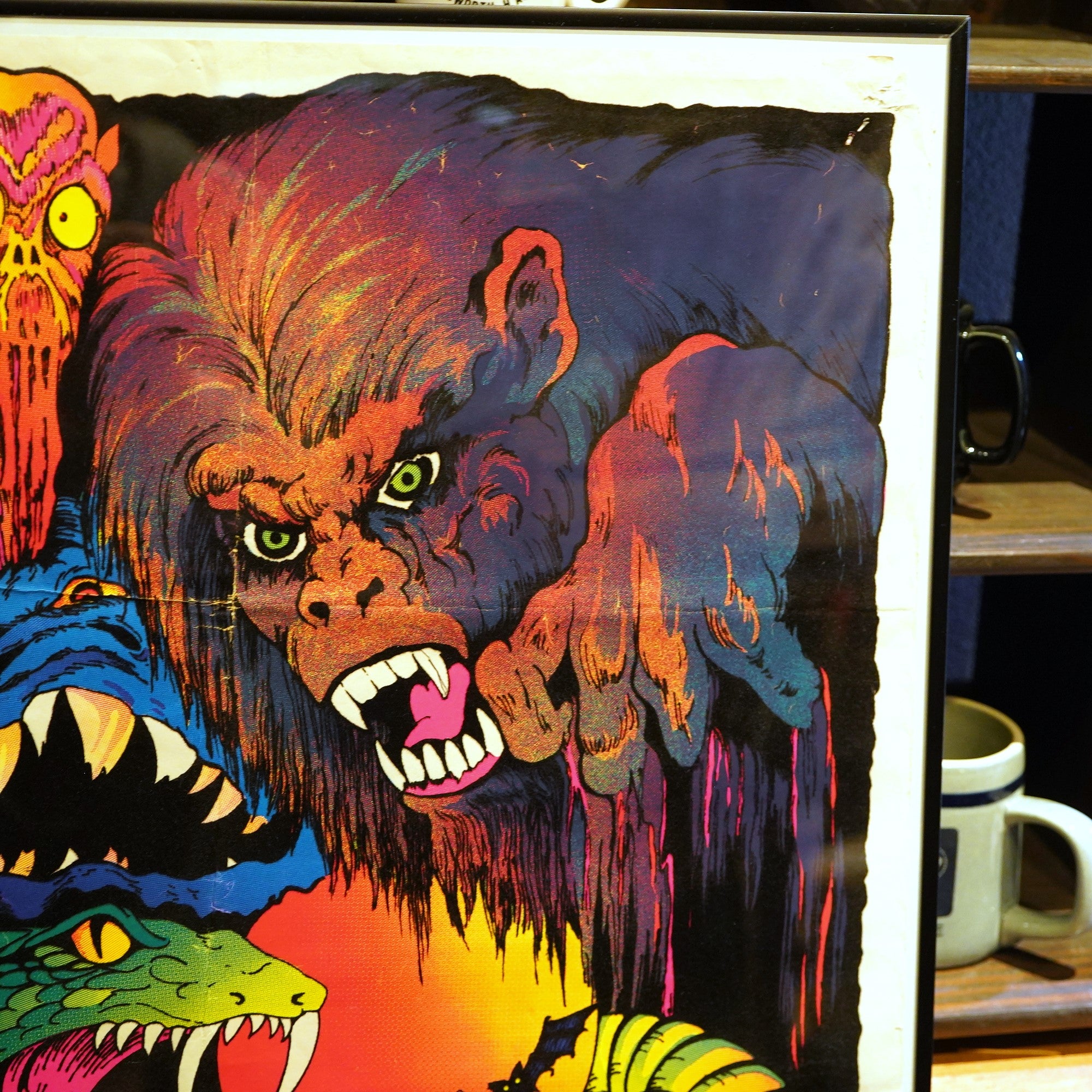 90s ヴィンテージ ブラックライトポスター スカル グロウ 90s